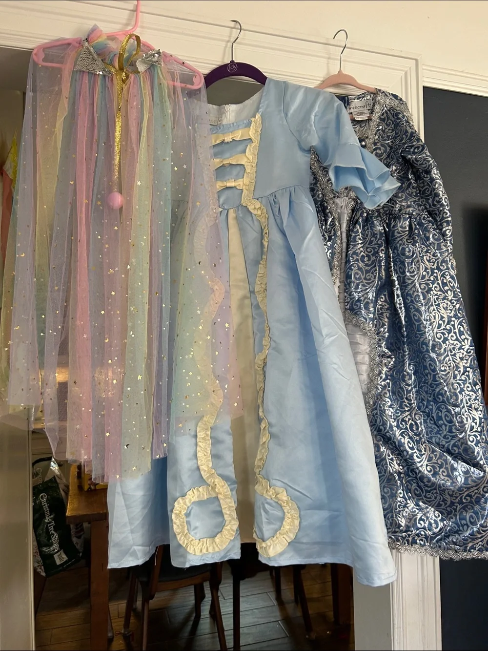 Light Blue Princess Dresses (2) with Pastel Rainbow Cape - Kids Costume